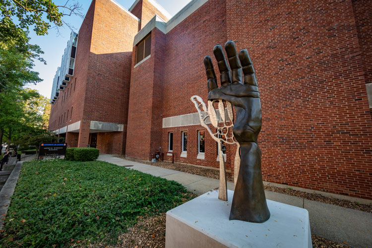 A sculpture of a hand