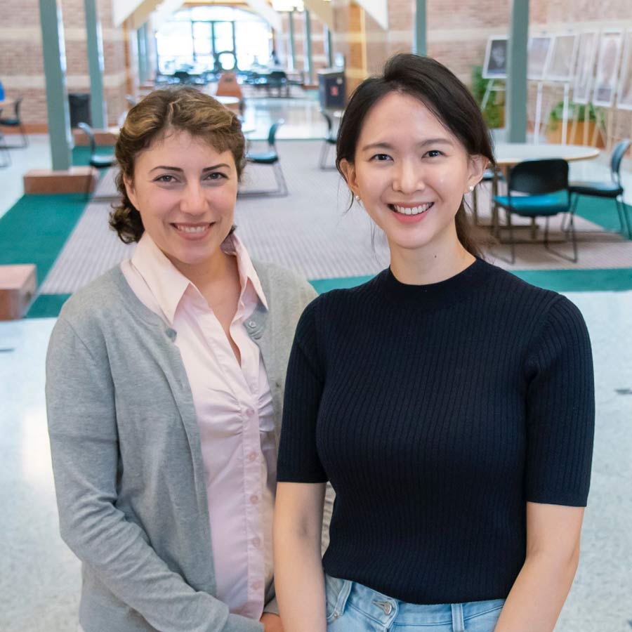 Sepideh Sadaghiani (left) and Suhnyoung Jun (right) used functional MRI data to discover that some characteristics of the brain's infrastructure can be inherited from one generation to the next.